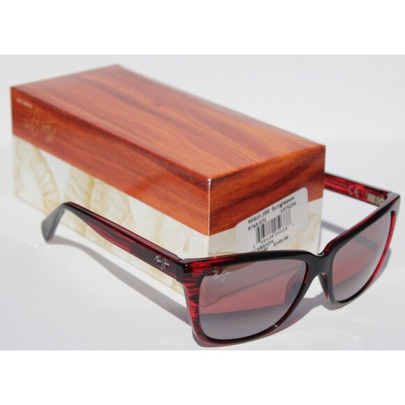 MAUI JIM Jacaranda POLARIZED Womens Sunglasses R763-07C Red Stripe/Rose Italy
